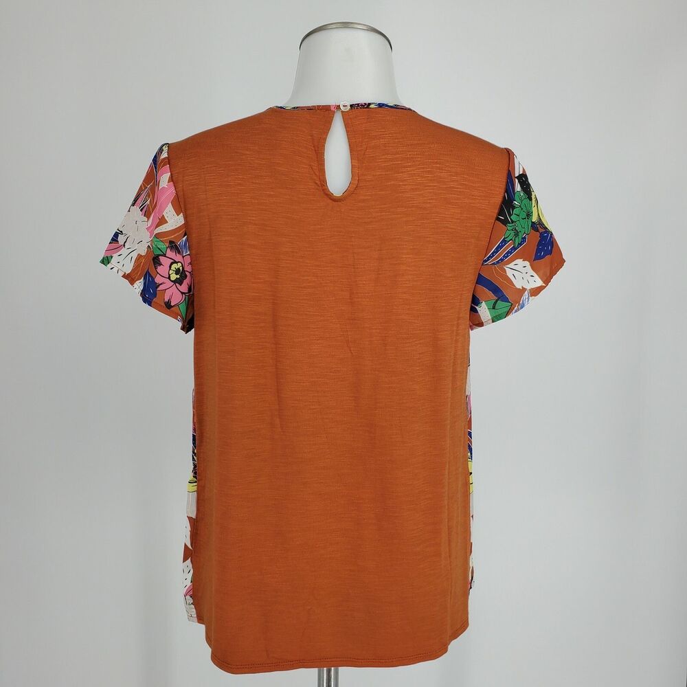 New Anthropologie Dolan Left Coast Pleated Top Floral Print Terra Cotta Size XS - Picture 3 of 5